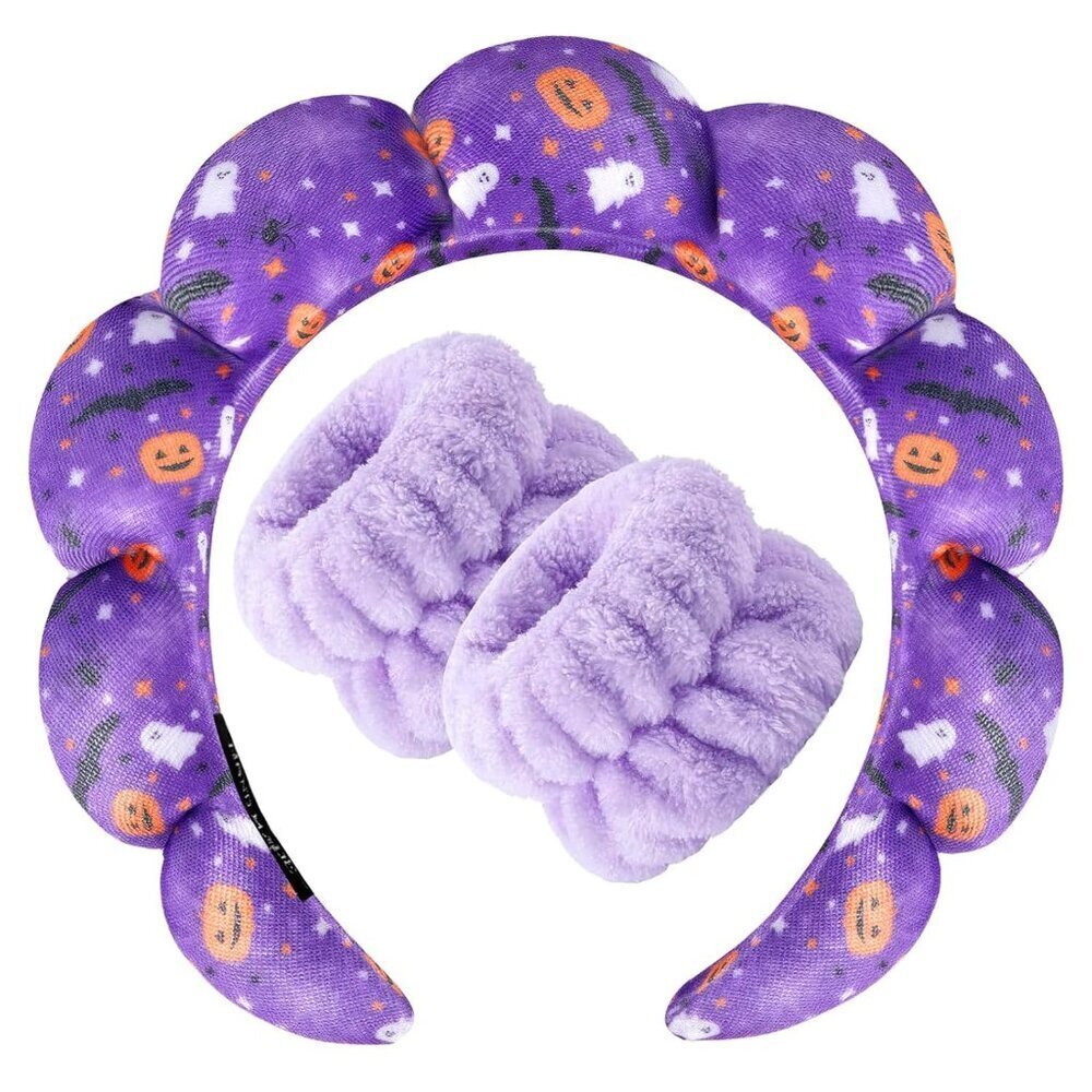 Spa Headband Set Sponge Velvet Wristbands for Face Washing Skincare Women Girls
